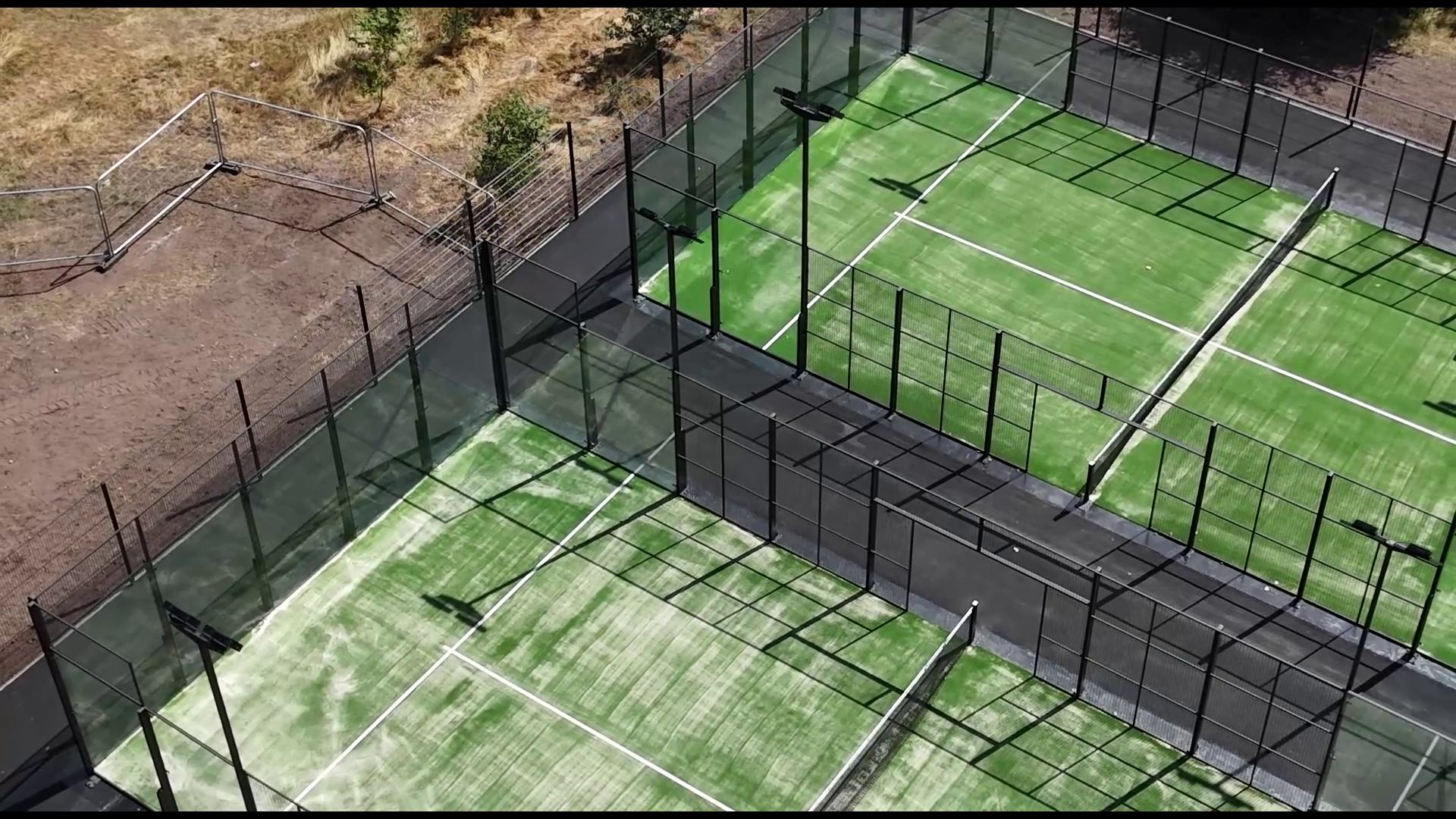 Padel courts photographed from directly above