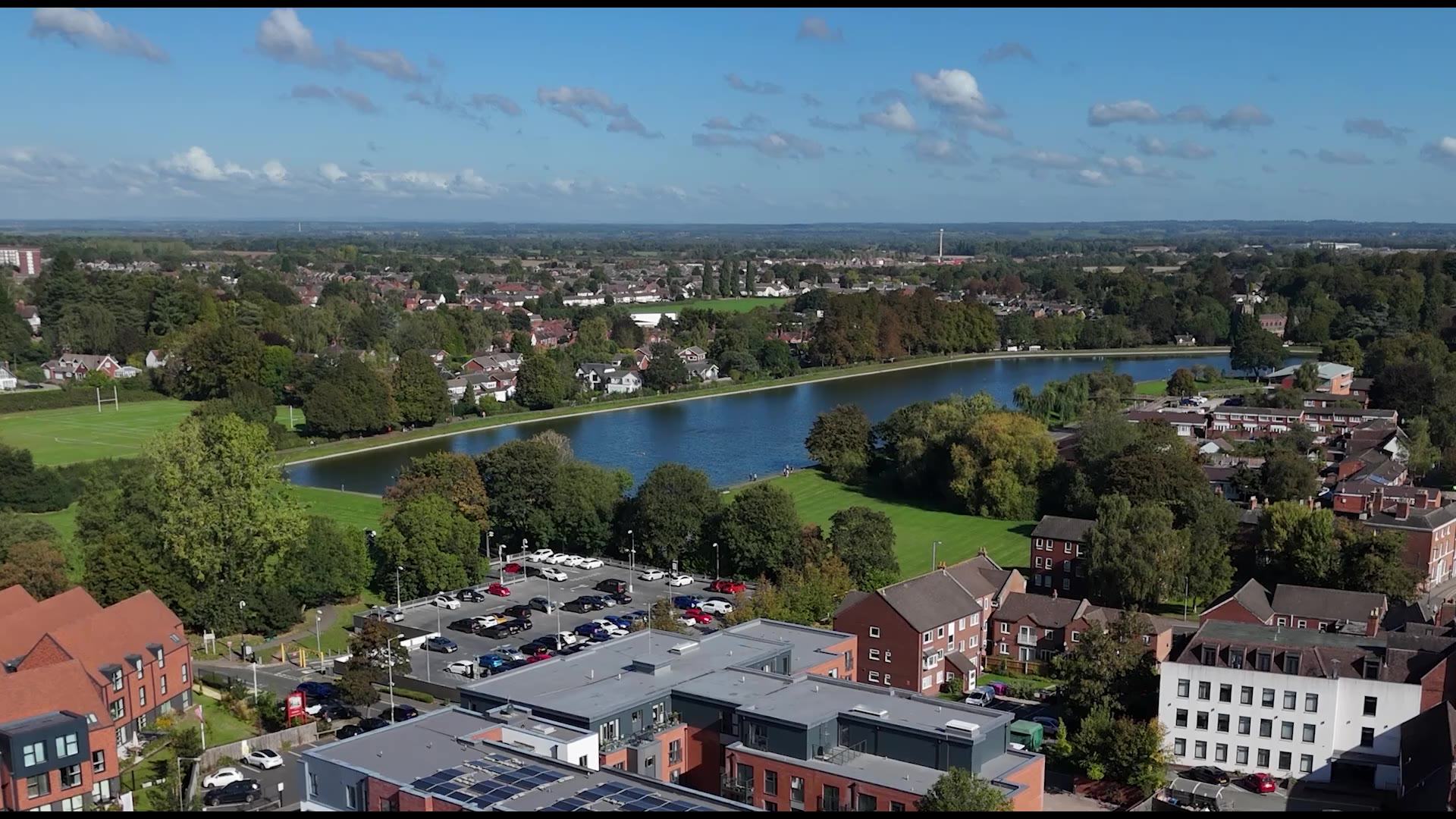Stowe Pool and Lichfield from the air